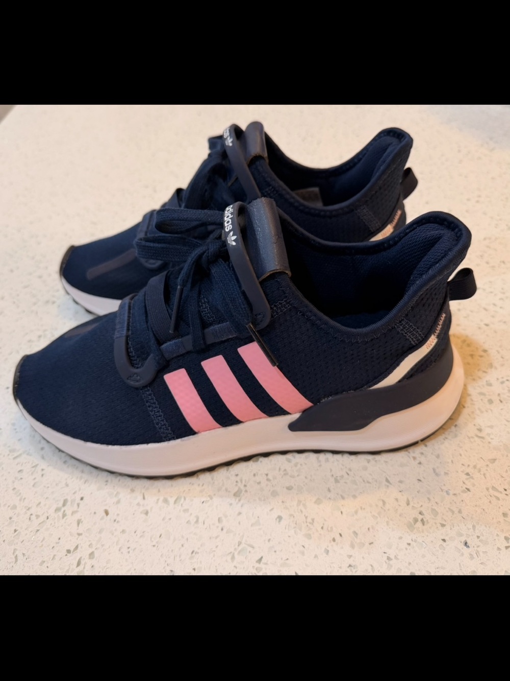 adidas U Path Run Navy with Pink Stripes Sneakers Women’s Size 6